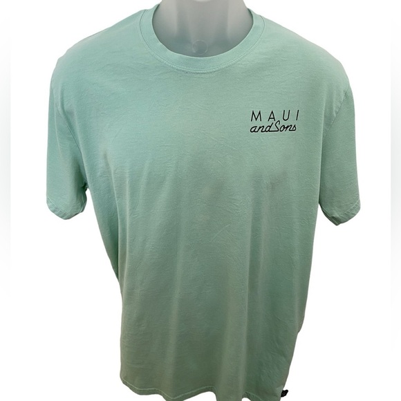 MAUI and SONS Logo Green Hawaiian Tee Shirt Men L Large - Picture 2 of 6
